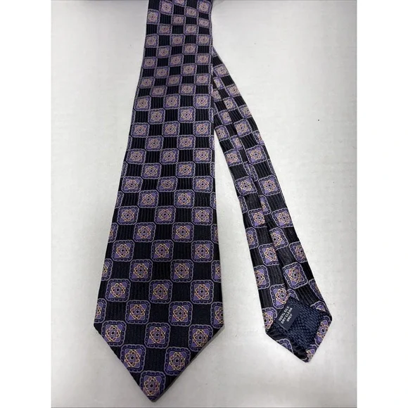 CREMIEUX Tie 100% Silk Black Purple Handmade In USA Necktie 3.50"X59" - Picture 5 of 5